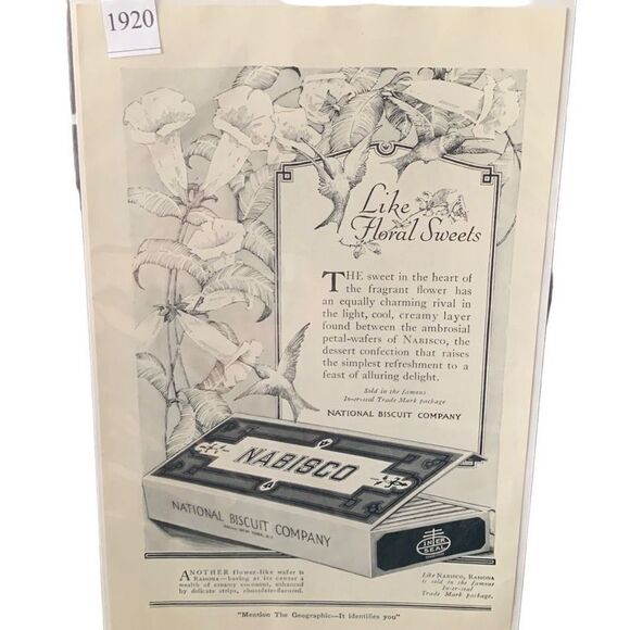 Vintage 1920 Nabisco National Biscuit Company Like Floral Sweets Ad Advertisemen - Picture 3 of 4